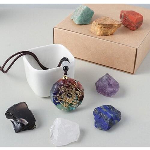 7pcs / Set Natural Crystal Yoga Polished Energy Stone Chakra Reiki Healing Home Decoration Collection Popular Stones Wholesale
