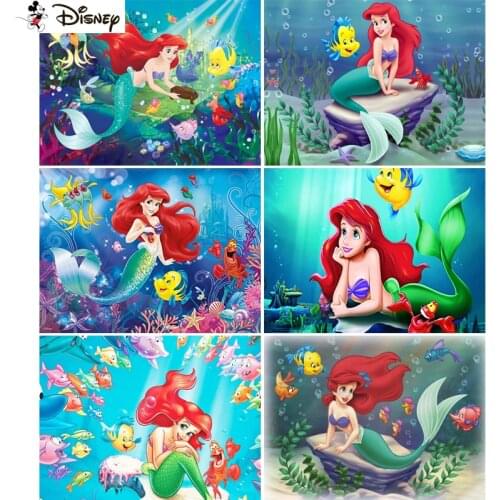 Disney 5D DIY Diamond Embroidery Full Display "Cartoon mermaid" Diamond Painting Square/Round Rhinestones Decor Art