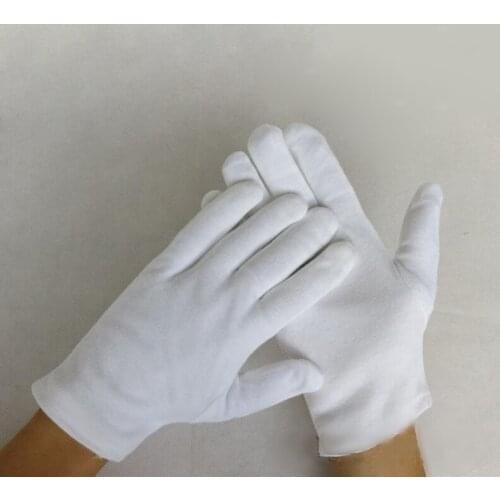 12 pairs White 100% Cotton Gloves Serving Waiters Gloves Concierge Butler Snooker Equestrian Gloves