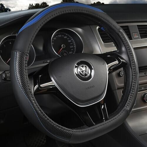 D Shape Leather Car Steering Wheel Cover Four Seasons Steering Wheel Hubs for VW GOLF 7 8 2015 POLO JATTA Interior Accessories