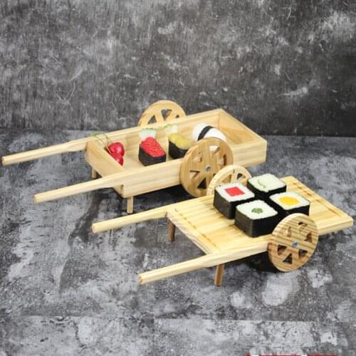 Wooden creative sushi car sushi seafood plate container Japanese creative Sashimi sushi plate snack board Display dish tray