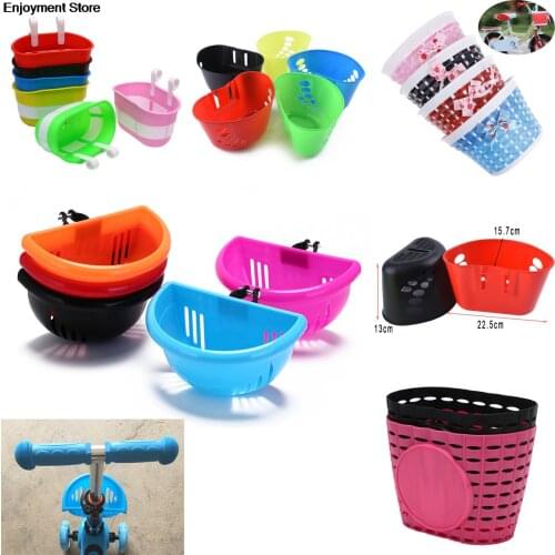 Childrens Bike Basket Plastic Easy Installation Bicycle Bag Kids Scooter Handle Bar Basket Bike Accessories Top