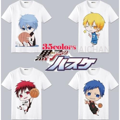 Child Anime Kurokos Basketball Kuroko Tetsuya Kagami Taiga Printed Short-sleeved White Top T-shirt Cosplay Costume Cute Fashion
