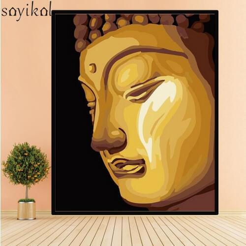 DIY Painting By Numbers With Frame Buddha Religion Picture Kits Acrylic Paint By Number Hand Painted Unique Gift Home Decor Wall