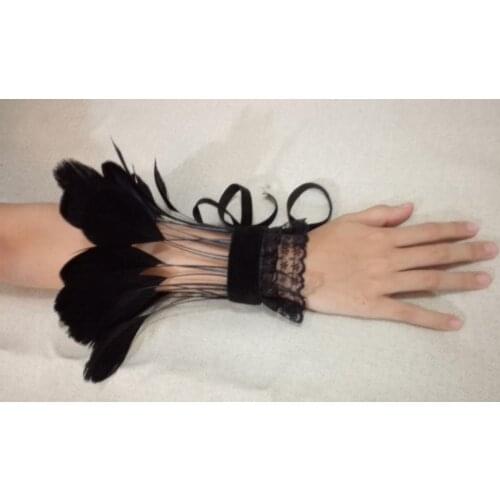Carnival and festival goose feather hand cuff and wrist cuff # CUF19003