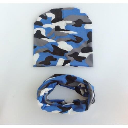Spring summer camo army men camouflage women cap bonnet Baby Hat Girl Boy Kid Beanie Children neck Collar Scarf set baby cap