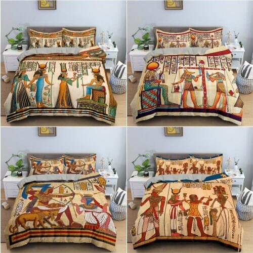 Ancient Egypt Pattern Bedding Set Luxury Duvet Cover Set King Queen Twin Full Size Quilt Cover With Pillowcase Home Textile