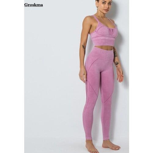 Sexy Bra+High Waist Pants Women Yoga Two Piece Set Seamless Fitness Gym Suits Clothing Quick Dry Workout Running Sportswear