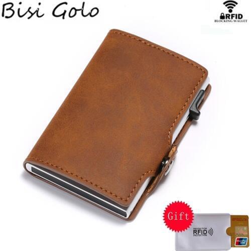 BISI GORO Fashion Wallet 2020 New Vintage Card Holder RFID Slim Suitcase Business Luxury Card Case Anti-theft Card Wholesale