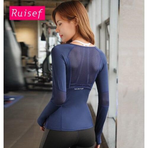 Yoga Crop Top Red New Sports Long T-shirt Running Top Clothes Top Deportivo Mujer Camisetas