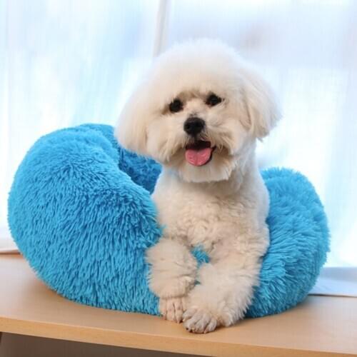 Round Dog Bed Washable long plush Dog Kennel Cats House Super Soft Cotton Mats Sofa For Dog Chihuahua Best Pet Bed For Cat Bed