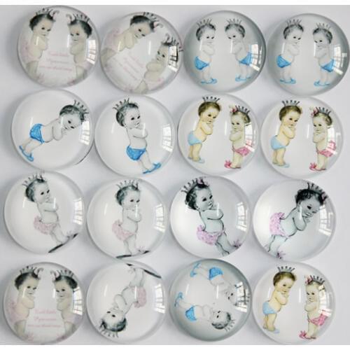 25mm Random Mixed Crown Angel Baby Round Glass Cabochon Flatback Photo Base Tray Blank DIY Making Accessories 10pcs/lot K02844