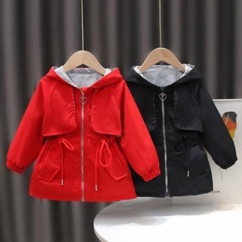 Girls Jacket Kids Long Sleeve Clothes New 2021 Autumn Clothing for Girl Children Jackets Outerwear Black Red CLY042