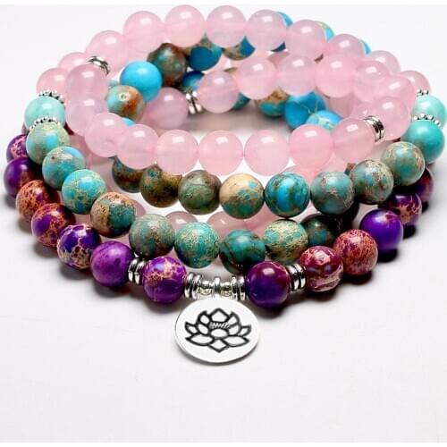 Fashion Spiritual 108 Mala Bracelets Women Men Revelation Natural 8MM Beads Bracelet Yoga Meditation Lotus Pendant Charm Jewelry
