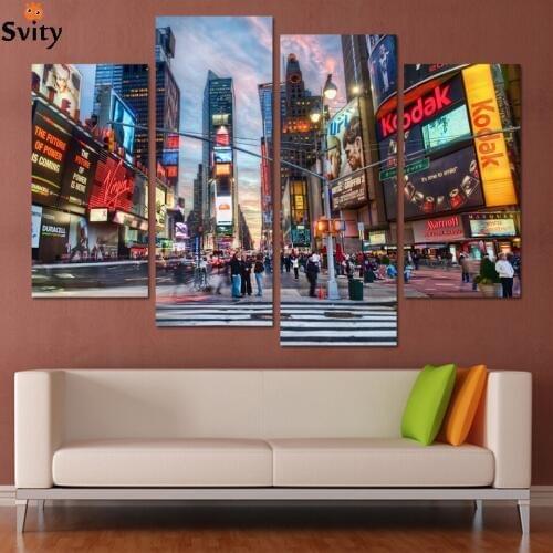 Fashion Abstract New York Buildings Oil Painting Color City Pictures Landscape Canvas Set Modern Wall Art Decoration