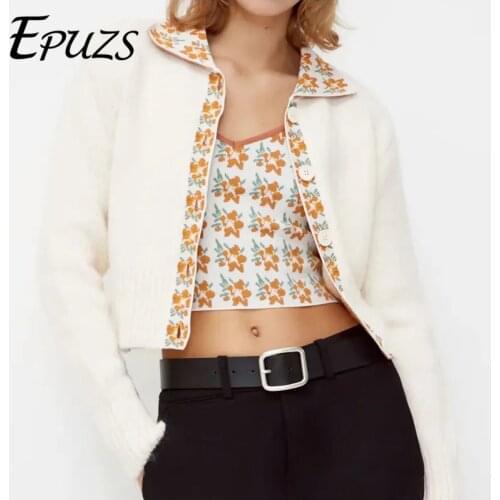 Fashion Slim Long Sleeve White Knitted Sweater Casual Loose Embroidery Elegant Cardigan Sweater Winter Clothing Vintage Sweater