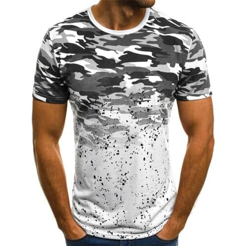 2021 Mens T-Shirt Summer New Fashion Short-Sleeve O-Neck Printed Tops Personality Camoflage Sports Fitness Tees Tops Clothing