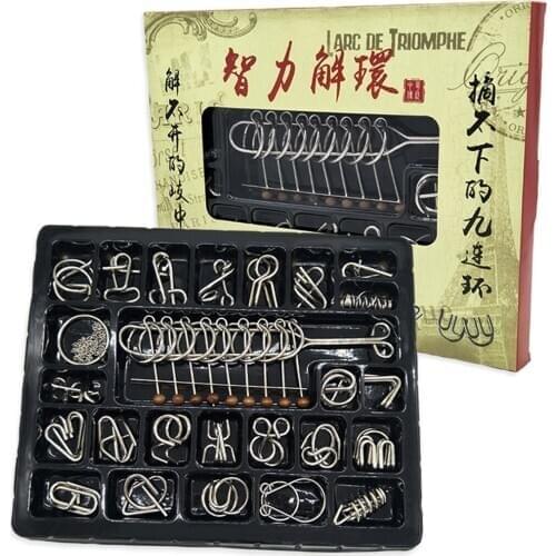 25Pcs/set Metal Puzzle Set Brain Teaser Intelligence Buckle Learning Educational Toy