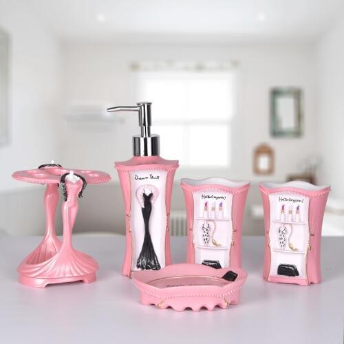 European five-piece wedding toiletries supplies high-end wedding products set resin bathroom five-piece brushing cups lo83942