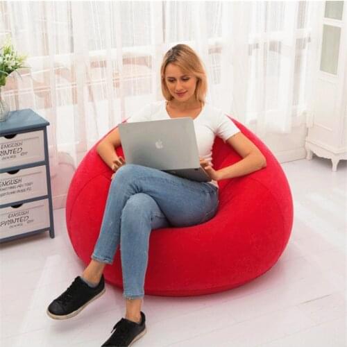 PVC Inflatable Lazy Sofa Flocking Single Living Room Sofa Chair Outdoor Portable Folding Sofa Stool Custom