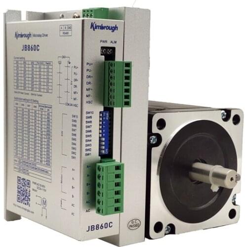 NEMA34 stepper motor 3.3N.m(472oz-in) shaft diameter 9.5/14mm length 65mm and Driver JB860M AC18-80V/DC24-110V 2.0-6.0A 256Micro