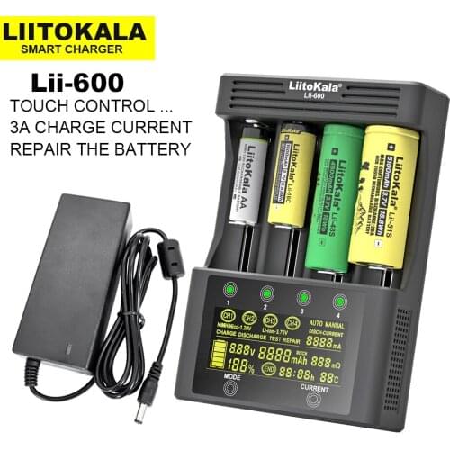 2020 NEW LiitoKala Lii-600 Battery Charger For Li-ion 3.7V and NiMH 1.2V battery Suitable for 18650 26650 21700 26700 AA AAA