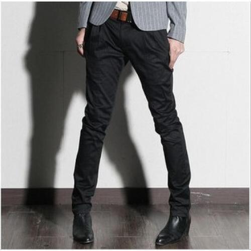 Hot 2020 Spring And Autumn New Fashion Men Skinny Pants Taper Pants Boot Cut Jeans Slim Casual Trousers Hairstylist Costumes
