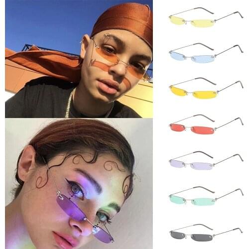 Luxury Vintage Small Frame Sunglasses Women Rimless Wave Sun Glasses Metal Shades For Vintage Women Mirror Eyewear UV400 очки