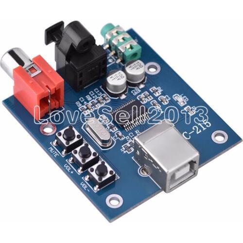 PCM2704 Audio DAC USB to S/PDIF Sound Card Decoder Board 3.5mm Analog Coaxial Optical Fiber Output Hi Fi Module