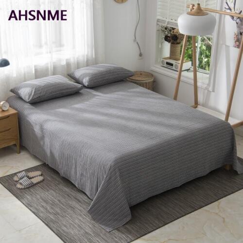 AHSNME 100% Cotton sheets Special Wrinkle Craft Super Soft Color bar Cool Summer Simple Flat sheets 160x240/240x250/245x270cm