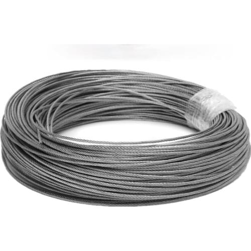 50M/100M 304 Stainless Steel Wire Rope Soft Fishing Lifting Cable 7*7 Clothesline 1mm/ 1.5mm/2mm