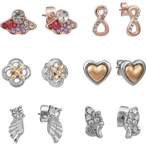 Infinite Love Sparkling Pink Fan Stud Earring Silver Plated Luxury Brand Earring For Women Girls Fashion Jewelry Gift New Design