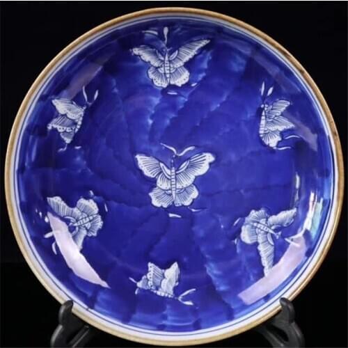 Blue And White Porcelain Animal Butterfly Fruit Plate Chinese Porcelain Plate Decoration Plate Household Ornaments Gift