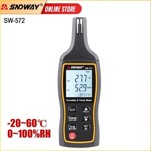 SNDWAY Digital Thermometer Hygrometer Room Humidity Sensor Weather Station Humidity Meter Data Hold Alarm Clock