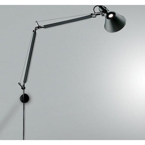Modern Simple Foldable Wall Lamp Industrial Style Adjustable Long Swing Arm Aluminum Sconces Light with Switch Bedside Bedroom
