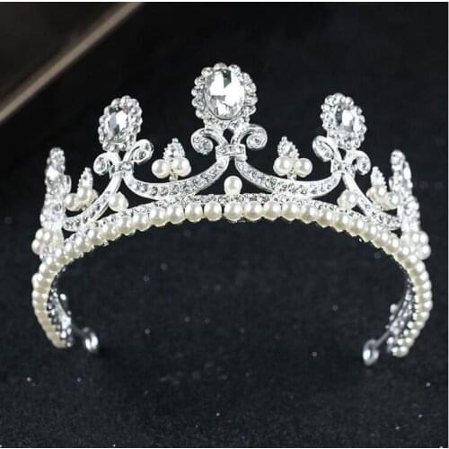 Wedding Accessories Bridal Headdress Pearl Silver Crown Bride Princess Birthday Crown Wedding Accessories Crown Hair Accessories