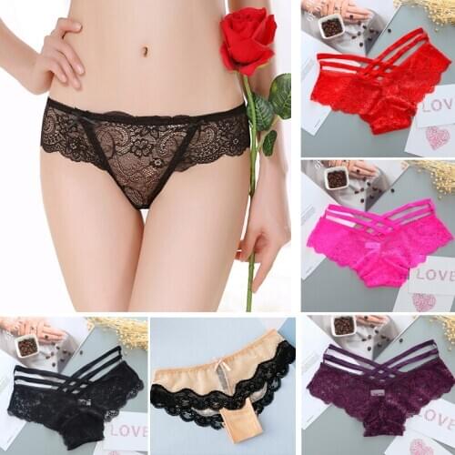 1/2pcs Sexy Lace Panties for Womens Underwear Breathable Ultra Thin Cross Strap Seamless Panty Fashion Female Lingerie Briefs