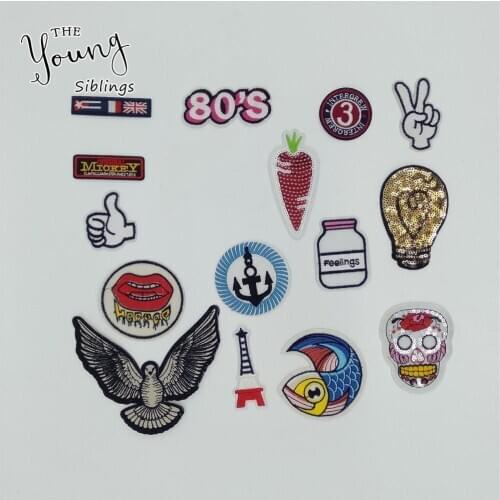 Unique Fashion Cartoon Pattern Hot Melt Adhesive Applique Embroidery Patches Stripes DIY Clothing Accessory 1pcs sell C825-C845