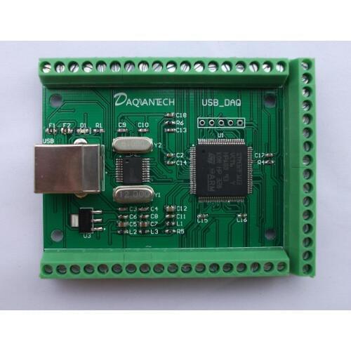 USB DAQ 12AD 2DA 8DI 8DO Data Acquisition Module Analog 3.3V Digital 2PWM Counter LabVIEW Matlab VC Codes Win10