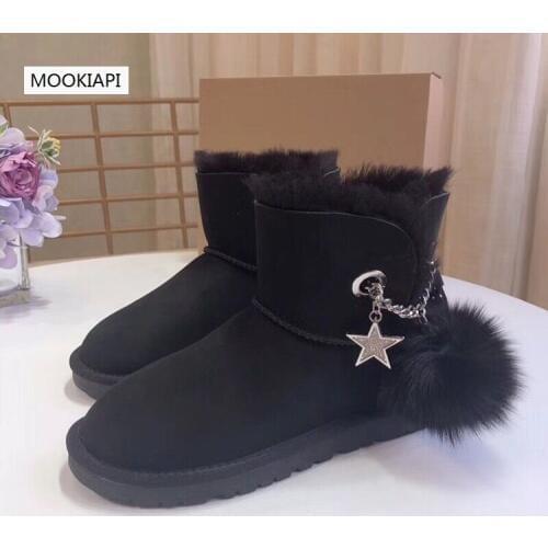 In 2019, Europes latest high-quality snow boots, real sheepskin, 100% wool, the most comfortable womens shoes, free delivery