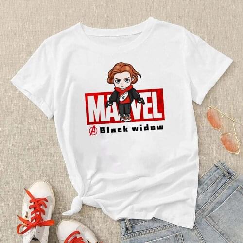 2021 Fashion MARVEL Black Widow Women T-Shirt Casual O-Neck Short Sleeve Summer Streetwear Harajuku Unisex Tees Top Dropship