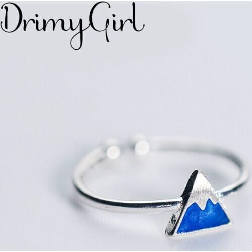 Boho Korean Open Adjustable Blue Triangle Finger Rings for Women Wedding Ring Jewelry Valentines Day GIFT 2021