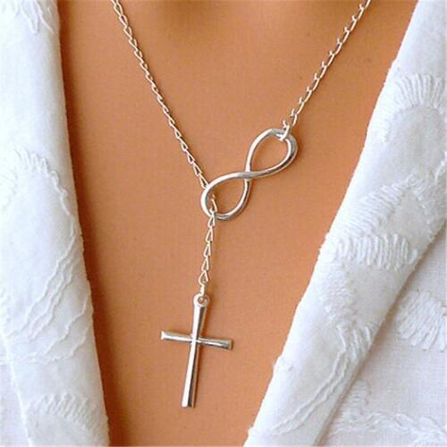 Infinity Cross Necklacecs Gold Sliver Lariat Necklaces for Women Faith Forever fashion Jewelry Y necklace collar Bijoux Femme