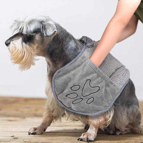 1PC Pet Bath Towel Super Absorbent Dog Bath Towel Ultra-Soft Microfiber Quick Drying Dog Towel Blanket With Pocket Pet Supplies