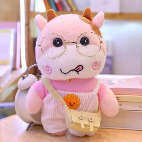 1pc 30cm Super Cute Pink Cow Plush Toy Lovely Milk Cow Shy Cattle Appease Pillow Stuffed Doll Creative Birthday Christmas Gift