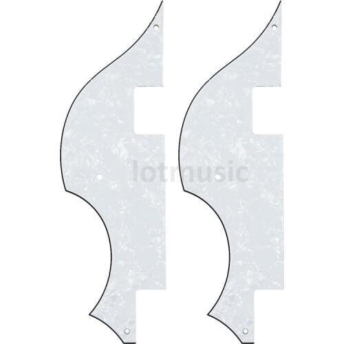 2pcs Bass Guitar pickguard For HOFNER Replacement,Left Hand 4ply white pearl