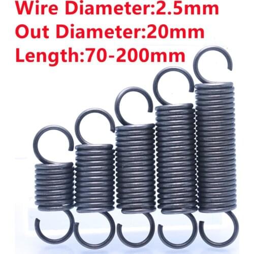 2PCS,Customized High Quality Steel Long Extension Spring With Hooks,2.5mm Wire Diameter*20mm Out Diameter*(70-250)mm Length
