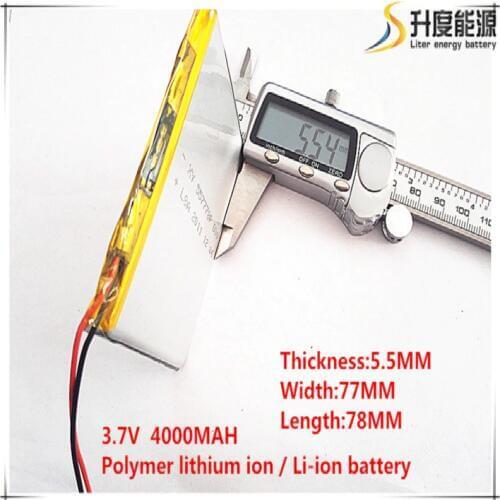 5pcs [SD] 3.7V,4000mAH,[557778] Polymer lithium ion / Li-ion battery for TOY,POWER BANK,GPS,mp3,mp4,cell phone,speaker