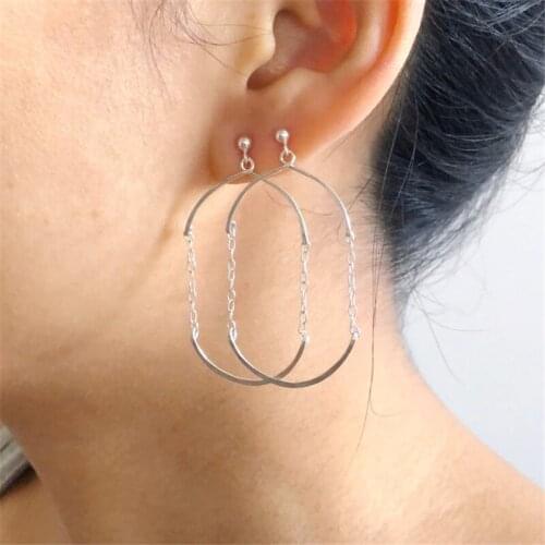 925 Silver/14K Gold Filled Oval Earrings Handmade Circle Jewelry Minimalism Brincos Vintage Oorbellen Boho Earrings For Women