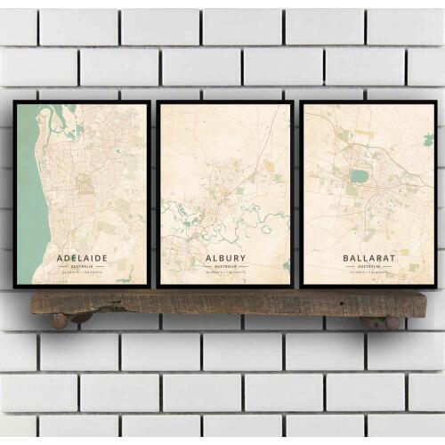 Adelaide Albury Ballarat Bendigo Brisbane Bunbury Bundaberg Cairns Canberra Coffs Harbour Darwin Geelong Australia Poster